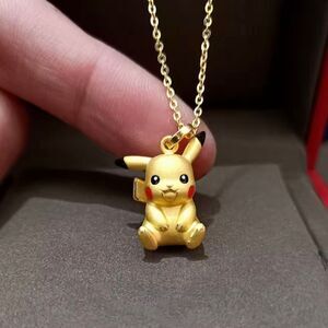 18K Gold Plated Pokemon Pikachu Theme Pendant Necklace Minimalist Anime Unisex